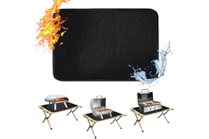 Apipi 25 x 19.5in Fireproof Grill Mat for Outdoor Grill - 2mm Thickened Heat Resistant Mat for Countertop, Easy to Clean & Waterproof & Oil Proof for Protecting Prep BBQ Table