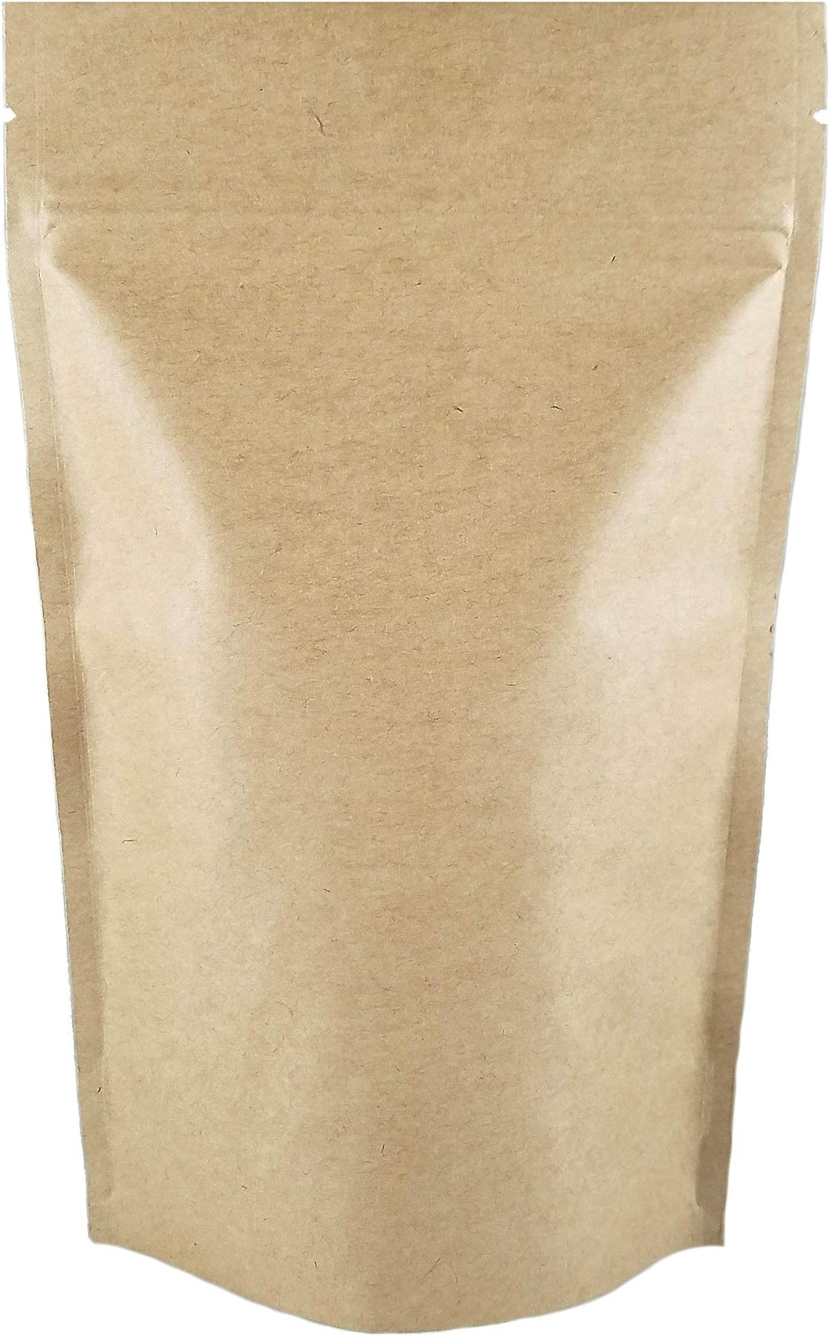 Kraft Stand Up Pouch with Zipper 6 X 9 X 3.5 inches (8 Oz) 100 pcs