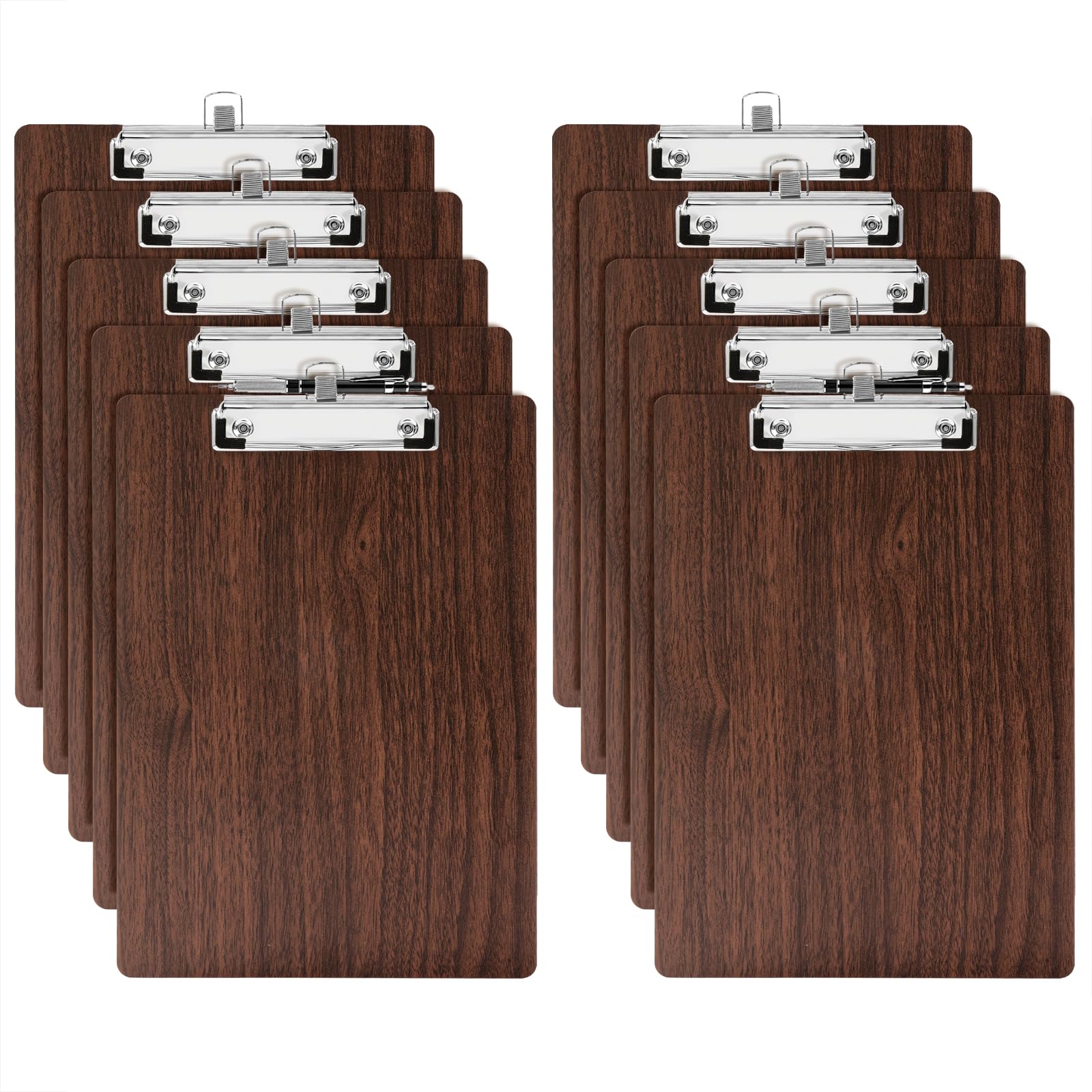 URbantin A4 Wooden Clipboard, Wood Clip Board,Wooden Clipboard Folder with Low Profile Clip and Pen Holder,A4 Clipboards,10 Pack