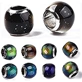 50pcs Crystal Mood Beads Temperature Sensing Color Changing Glass European Beads Change Color with Temperature Round Beads for DIY Jewelry Making