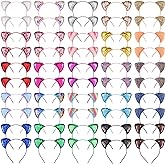 Hoemwarm Sequin Glitter Kitty Headbands - 50 Pcs Girls and Adult Shiny Hair Accessories with Cat Ears for Birthday Decoration, 25 Colors