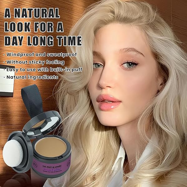 BRIMFULITE HAIRLINE POWDER FOR WOMEN, INSTANT COVERING ROOT COVER UP POWDER, STAIN-PROOF & WINDPROOF, MEDIUM BLONDE, 0.14 OZ.