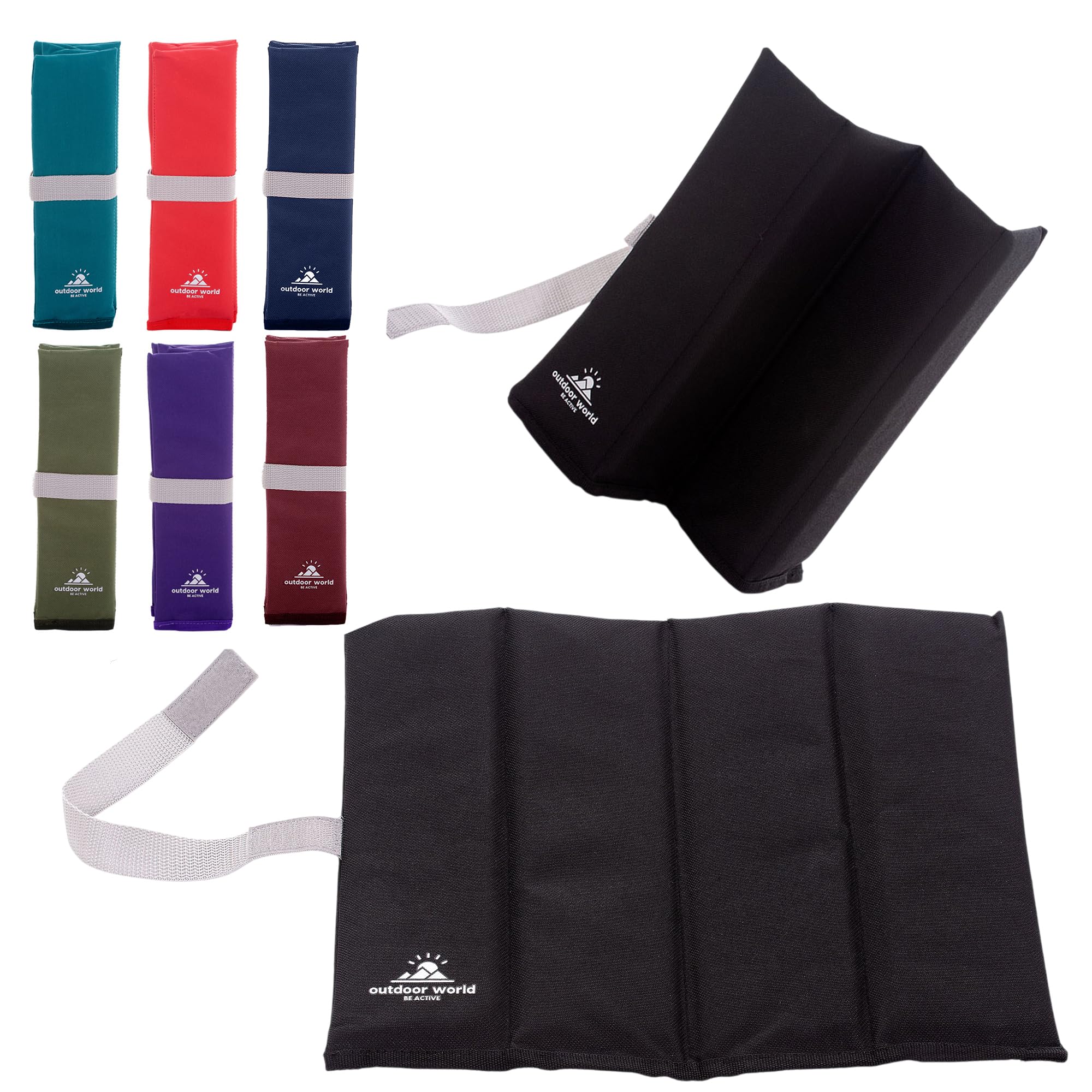 Outdoor World Folding Sit Mat – Lightweight Waterproof Foam Seat Pad for Camping, Hiking, Festivals & Picnics – Compact Foldable Cushion for Outdoor, Stadiums & Garden Use (Black)