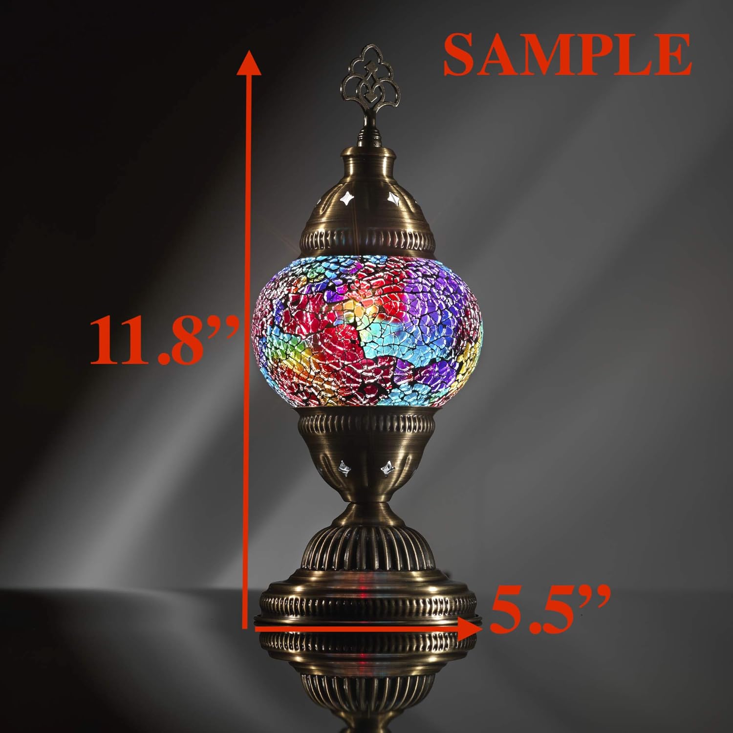DEMMEX Handmade Colorful Mosaic Glass Table Desk Bedside Lamp Lampshade with Antique Brass Base, Small 11.8x5.5" (Cutest Jungle) - - 