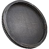 Hrastany Round Wooden Serving Tray with Beads, Circle Vintage Black Wood Coffe Table Tray for Dining Room Table Centerpiece, Kitchen Counter