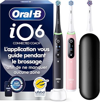 Brosses à Dents Electriques iO 6 Duo, 3 Brossettes, Noire et Rose