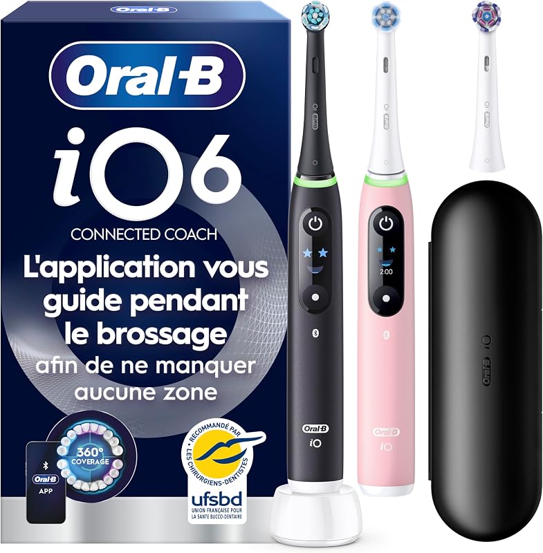 Brosses à Dents Electriques iO 6 Duo, 3 Brossettes, Noire et Rose