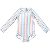 Coast & Crest Baby and Toddler Girl Long Sleeve Rash Guard One Piece Swimsuit