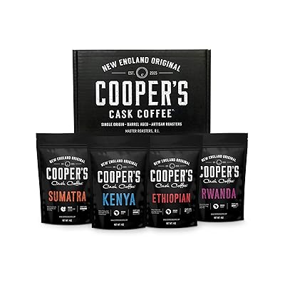 Gurmani&scaron;kos kavos mėginių ėmimo dovanų dėžutės rinkinys | Malta kava 4 mai&scaron;eliai | 1lb I&scaron; viso | Vienos kilmės organinė Sumatra tamsi, Kenija AA Vidutini&scaron;kai tamsi, Ruanda Vidutinė, Etiopijos vidutinė &scaron;viesa, 1lb I&scaron; viso