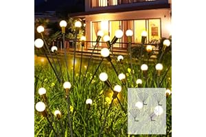 Agaphoton Solar Garden Lights, Upgraded Solar Outdoor Firefly Lights, Sway by Wind, Outdoor Waterproof Solar Fairy Lights with 8 Bright LEDs, Yard Patio Pathway Decoration, Warm White (4 Pack)