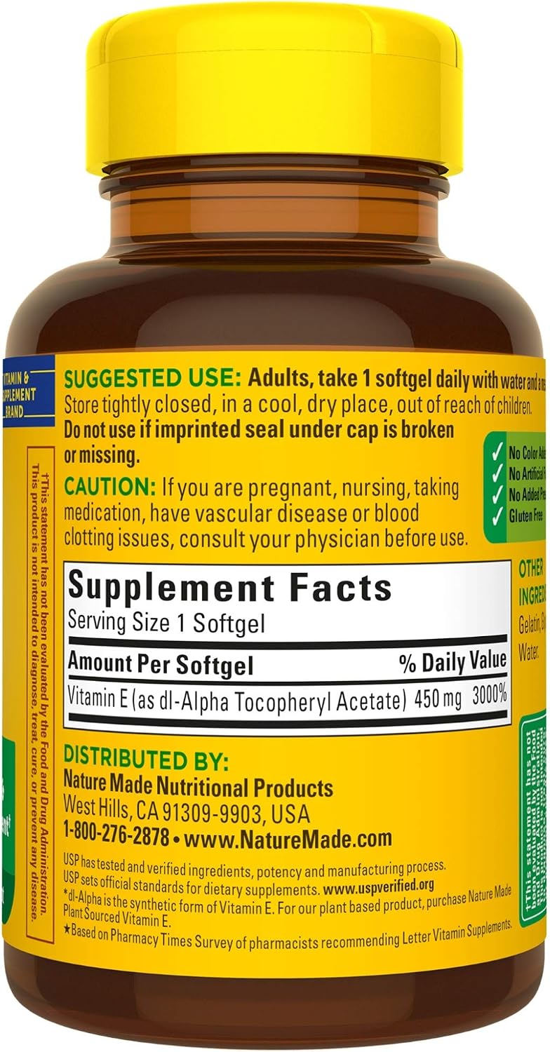 Nature Made Vitamin E 450 mg (1000 IU) dlAlpha Softgels
