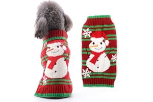 HRTTSY Dog Christmas Sweater Cute Snowman Xmas Dog Holiday Festive Sweaters Pet Cold Weather Outfit Warm Knitwear Jumper Sweaters for Small Medium Large Dogs Cats(Snowman,M)