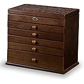 Xloverise Vintage Rustic Wooden Jewelry Organizer boxes with 5 Drawers & Lock | Large Storage Box for Necklaces, Rings, Earrings | Handcrafted Gift for Women