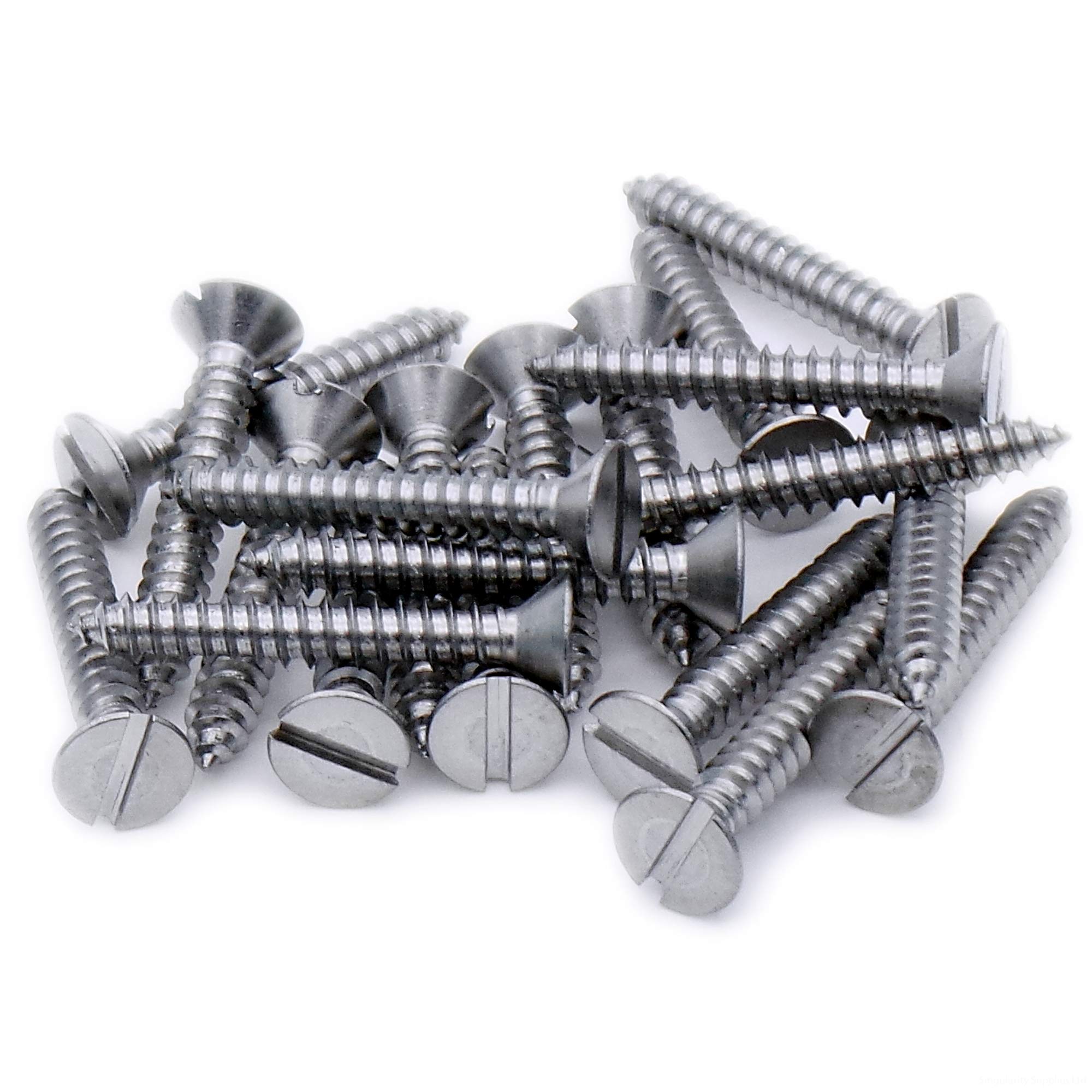 No.12 x 1.5 (5.5mm x 38mm) Slot Countersunk Self-Tapping Screw - Stainless Steel (A2) (Pack of 20)