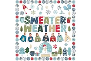 Fancy Land Winter Bulletin Board Decoration Christmas Tree Snowman Cutouts Xmas Holiday Sweater Classroom Bulletin Board Set