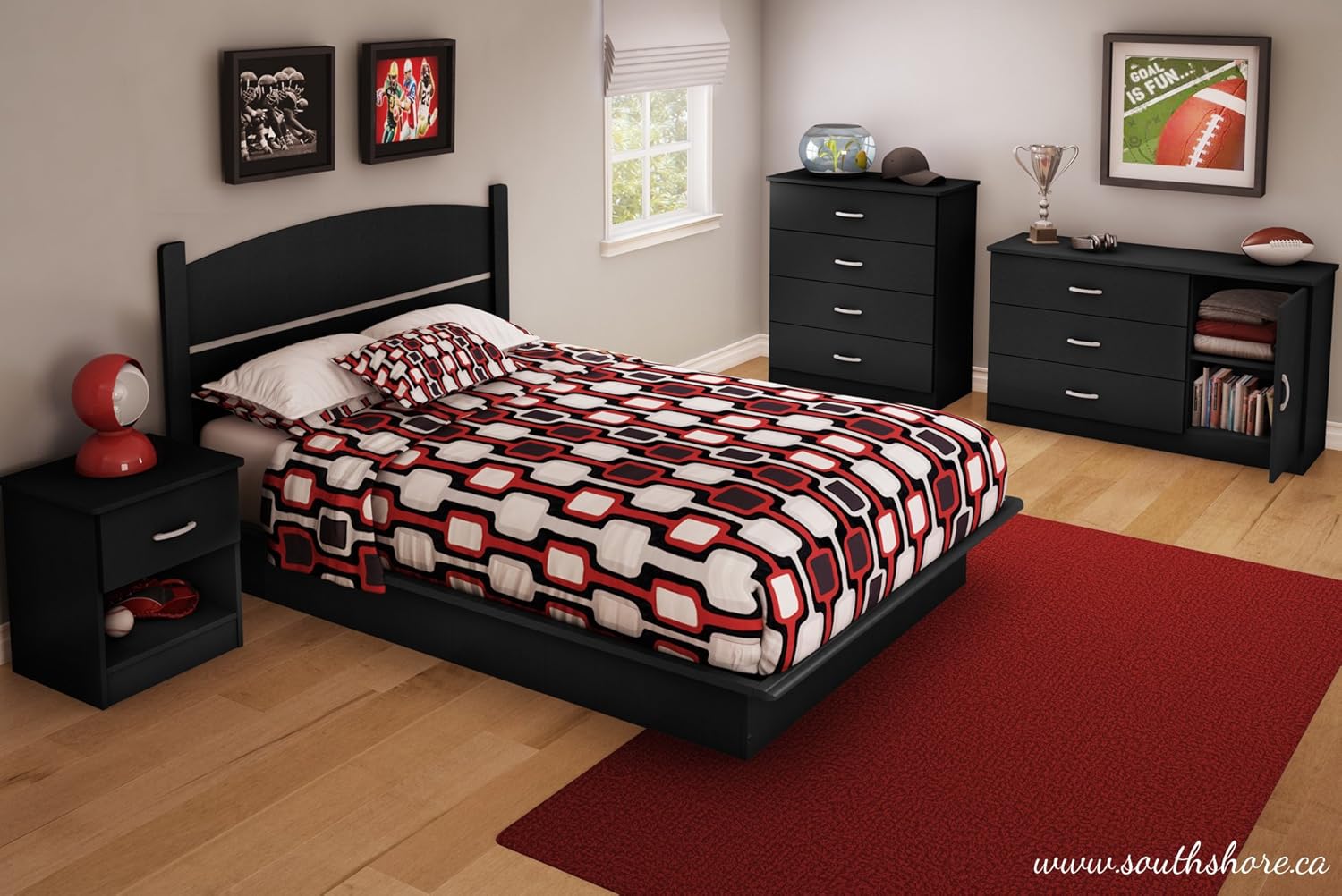 South Shore Libra 1-Drawer Nightstand-Pure Black: Furniture & Decor
