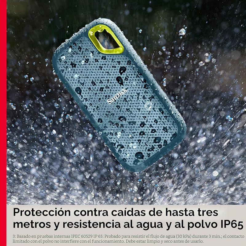 Sandisk 1tb extreme portable ssd, usb-c, memória de estado sólido nvme externa, até 1050 mb/s, classificação ip65 de resistência à água e poeira - monterey