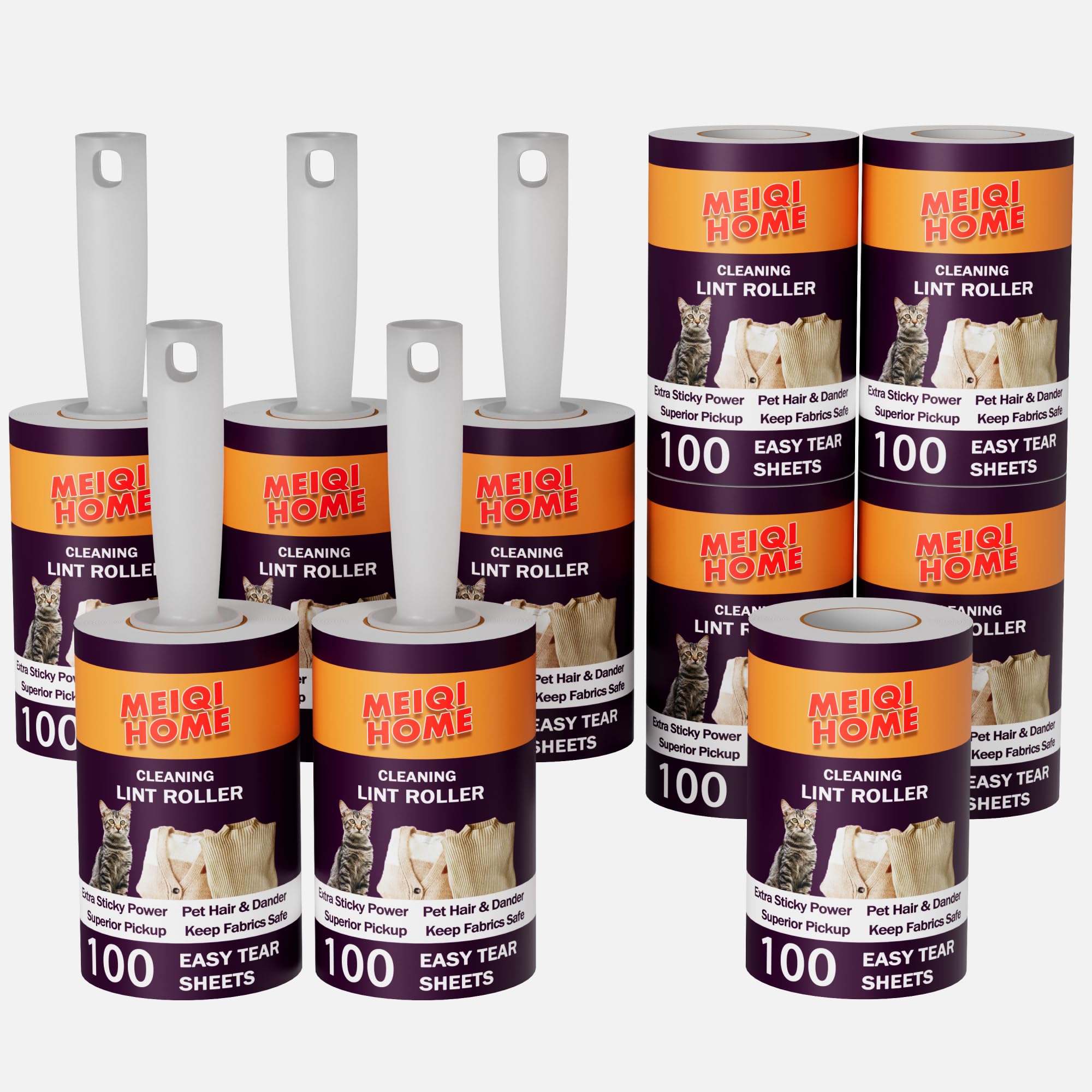 Lint Rollers for Pet Hair Extra Sticky, 1000 Sheets Mega Value Set Lint Roller with 5 Upgraded Handles, 10 Rollers Portable Pet Lint Roller for Clothes, Furniture, Carpet, Dog & Cat Hair Removal