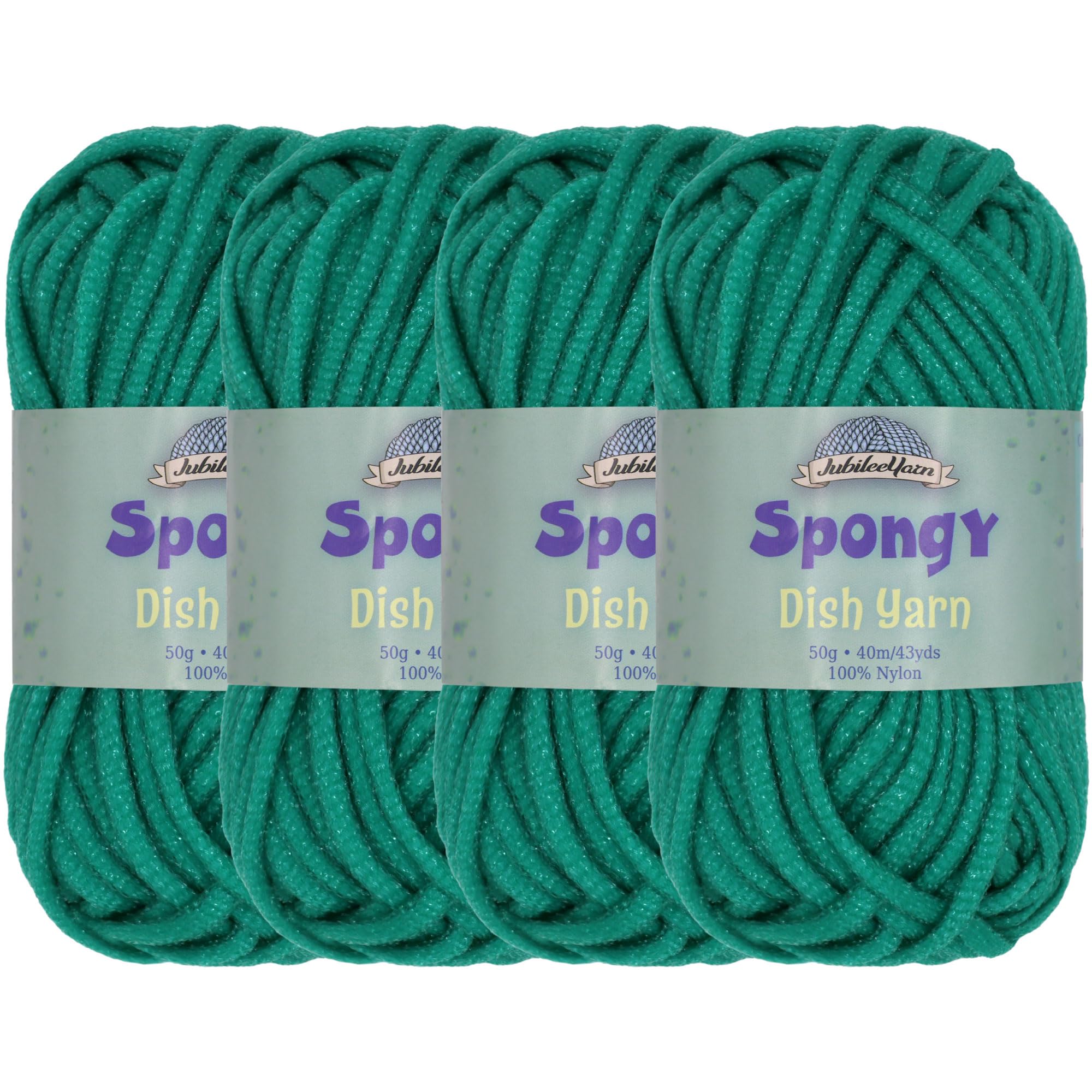 JubileeYarn Spongy Dish Yarn - Worsted Nylon Dishcloth - 50g/Skein - Seaweed - 4 Skeins