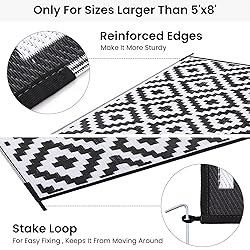 Smiry Waterproof Outdoor Rug 8x10 ft, Reversible