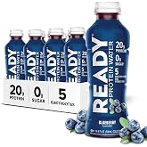 Ready Clear Protein Water, Blueberry, 20g Whey Protein Isolate, 12 Pack | 0 sugar, Low-calorie sports drink with electrolytes &amp; essential amino acids for hydration &amp; recovery; 16.9 fl oz