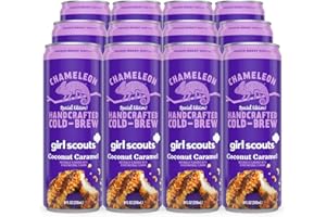 Chameleon Cold Brew Coffee Latte, Girl Scout Coconut Caramel, 8 oz Canned Coffee (12 pack)