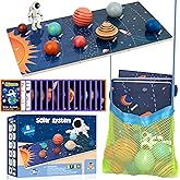 30 Pcs Wooden Solar System Model Board Toy Kit, Montessori Planet Balls Toys with Astronaut Figures, Preschool Learning Educa