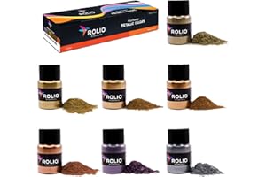 Rolio - Metallic Pigment Powder - 7 Jars/ 20ml, Metallic Mica Powder for Epoxy Resin, Paint, Nail Art, Slime, Tumblers, Polymer Clay and Other Crafts