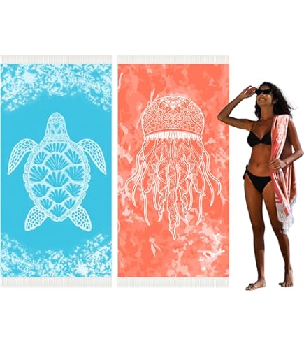 Nova Blue Hibiscus Turkish Beach Towel (35 X 67) – Oversize Beach Towel Sandproof, 100% Turkish Cotton - Blue Beach Towel - Quick Drying Towel With - View #7