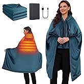 Electric Heated Blanket Battery Operated,20000mAh,Cordless Heated Shawl For Neck & Shoulders And Back,Heating Throw Blanket With Zipper,Smooth Flannel,3 Heating Levels,Up to 8 Hrs,Gifts for Mom Women