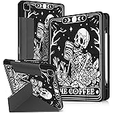 Miss Adola for iPad Air 13 Inch M3 2025 & M2 2024 Case for iPad Pro 12.9 inch 2022/2021/2020/2018 Case - Folio Protector Cover with Pencil Holder Cute Cool Cartoon for Boys Girls, Coffee Skull