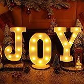 Christmas indoor Decorations,3 LED Marquee Light Up Joy Sign Letters String Lights,Battery Operated Christmas Decorations for Fireplace Mantle Home Bedroom Bar Party Wall Xmas Decor,White