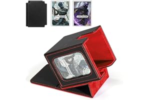 DALURUNHE Mtg deck box for Commander Deck Box with Trading Card Games - Fits 200+ Double Sleeved Cards, 2 in 1 Card Deck Box for TCG CCG EDH, Magnetic Closure for Commander Deck Box Dividers, Black/Red