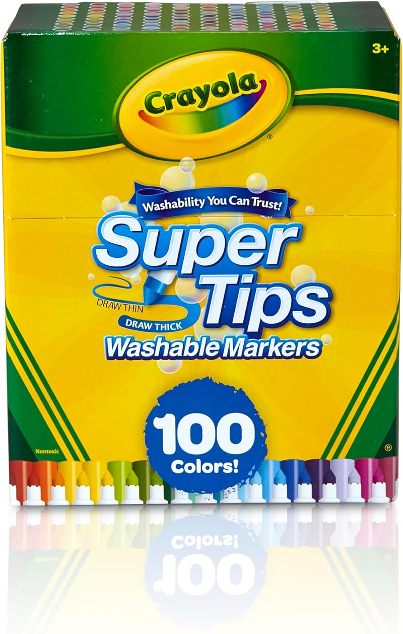 CRAYOLA Super Tips Washable Markers 100 Count Kids Art Set
