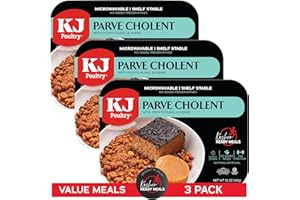 KJ Poultry Kosher Parve Ready Meals - Cholent MRE Meals Ready to Eat, Halal, (3 Pack) Prepared Entree Fully Cooked, Shelf Stable Microwave Dinner Travel, Military, Camping, Emergency Survival