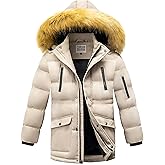 WULFUL Boy's Winter Coat Waterproof Fleece Lined Parka Jackets Kids Hooded Puffer Outerwear