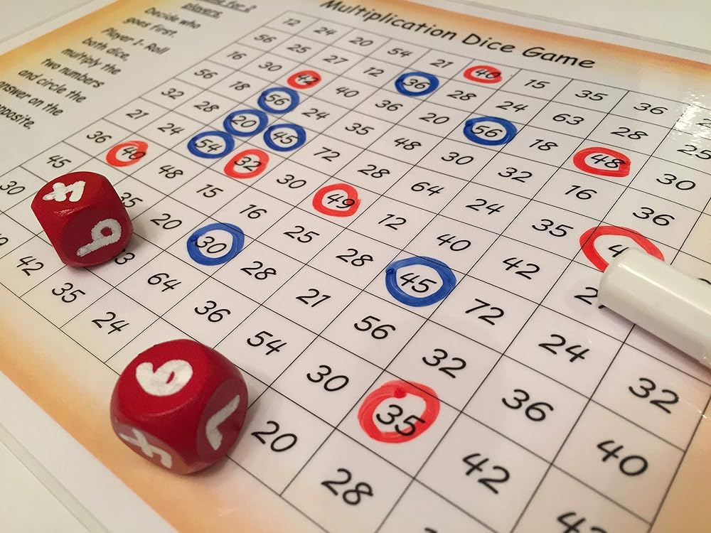 Multiplication Dice Game 3,4,5,6,7,8 & 9 Times Tables Amazon.co.uk