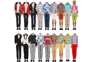 EuTengHao Doll Clothes for 12 Inch Boy Dolls with Jeans Leather Jackets Shorts Suits Sweatshirts T-Shirts Fashion Clothes for 12'' Boy Doll (6 Sets, Random Style)