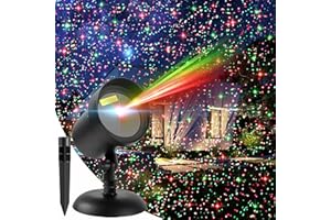 MEODOM Laser Projector Lights Outdoor for Christmas, Motion Laser Christmas Lights Projector, Red & Green Stars Starry Show Dynamic Patterns for Xmas Seasonal Decorative Lighting House Wall