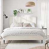 IOILORI Queen Size Bed Frame with Upholstered Headboard, Sturdy Wood Slats, No Box Spring Required, Silent, Easy Assembly, Beige