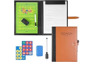 Pure Vie Soccer Coaches Tactical Board, Portable Football Magnetic Tactics Strategy Blackboard Football Coaching Clipboard - Sport Training Assistant Equipment KIt with Player Markers, Pen and Eraser