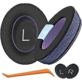 Moxuanze Upgraded Cooling Gel Ear Pads Replacement for Bose QC25/QC35/QC45/AE2/AE2i/AE2w Headphones, Noise Cancelling, High-Density Memory Foam, Extra Thick and coolerIce Silk Fabric - Black/Purple