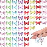 Winsyison 150pcs Acrylic Bow Beads, 18×14mm Cute Transparent Aesthetic Bowknot Beads, Colorful Loose Spacer Accessories for DIY Crafts Necklaces Bracelets Earrings Pendant Jewelry Making- 6 Colors