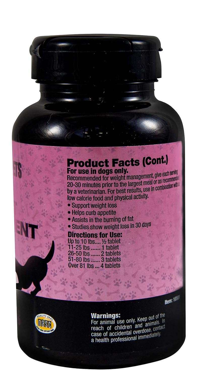 Weight Management Supplement for Dogs 60 natural chews tablets, with