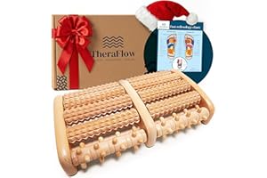 TheraFlow Wooden Foot Massager Roller - Acupressure Foot Roller for Plantar Fasciitis Relief & Circulation, Feet Massager, Re