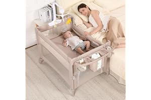 Pack and Play, 5 in 1 Baby Playard – Portable Crib, Bassinet, Bedside Sleeper, Changing Table & Playpen | Breathable Mesh | S