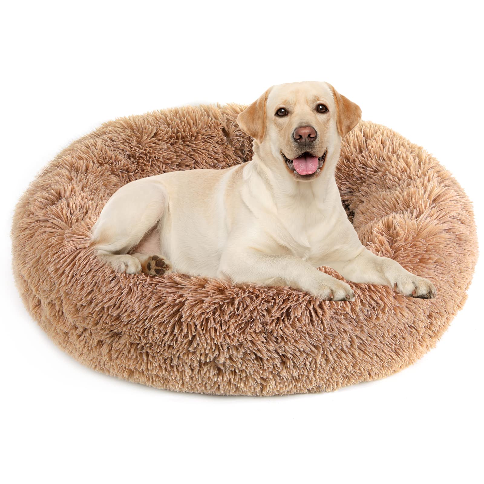 Photo 1 of ** DIRTY**NOYAL Calming Donut Dog Bed for Small to Medium Dogs & Cats - Plush Faux Fur Anti-Anxiety Pet Bed with Machine Washable Cover & Non-Slip Base