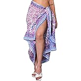 100% Cotton Hand Block Print Pareo Sarong Swimsuit Wrap Skirt Cover Up Long Women’s Apparel Fabric Beach Bikni (73" x 44")