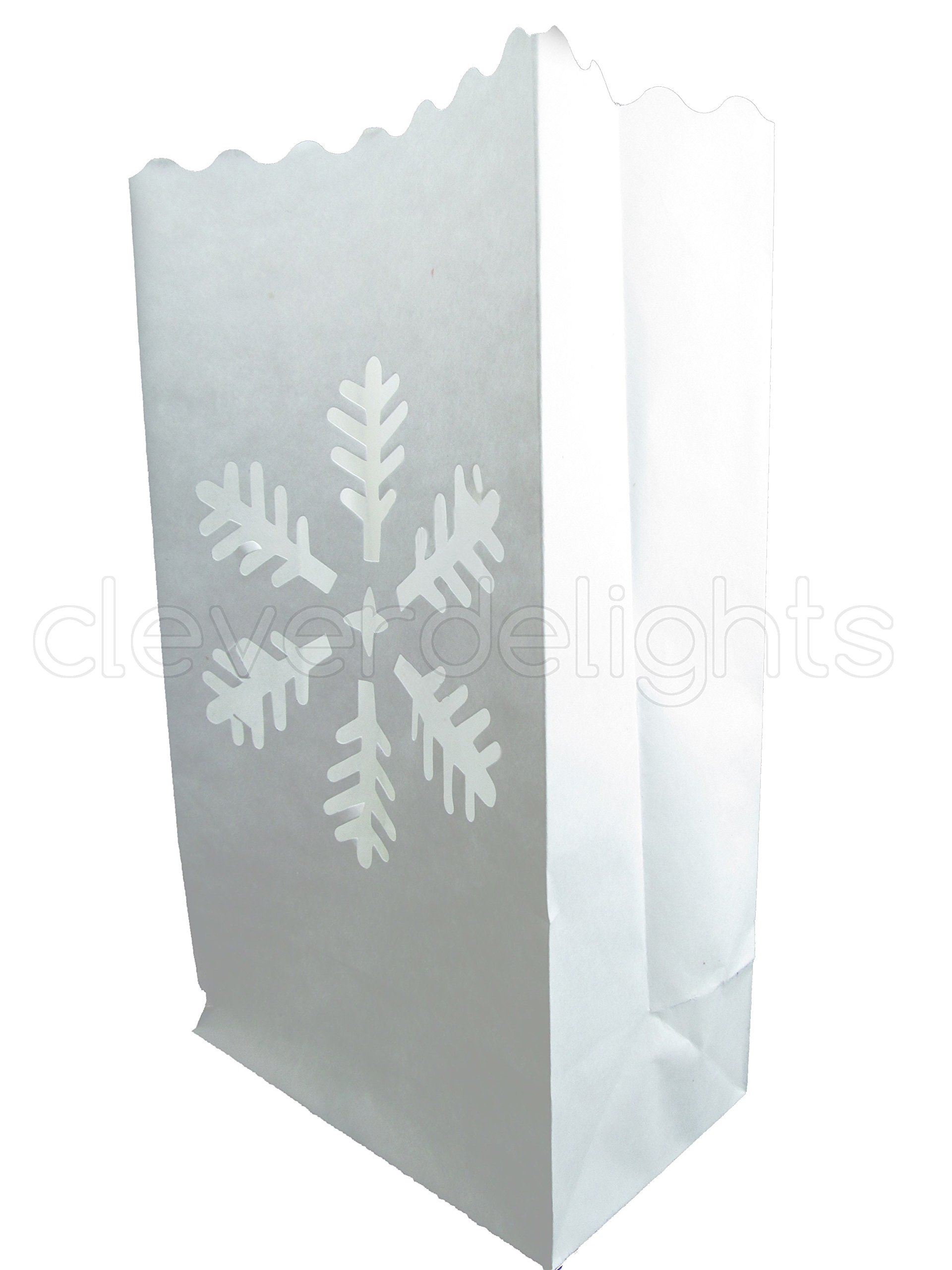 CleverDelights White Luminary Bags 30 Count Christmas