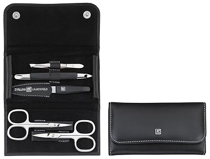 ZWILLING Classic Etui Maniküre Pediküre Nagel-Set 5-tlg. Pfelge Hände Füße Mann Frau Reise Schwarz Nagelschere Hautschere Pin